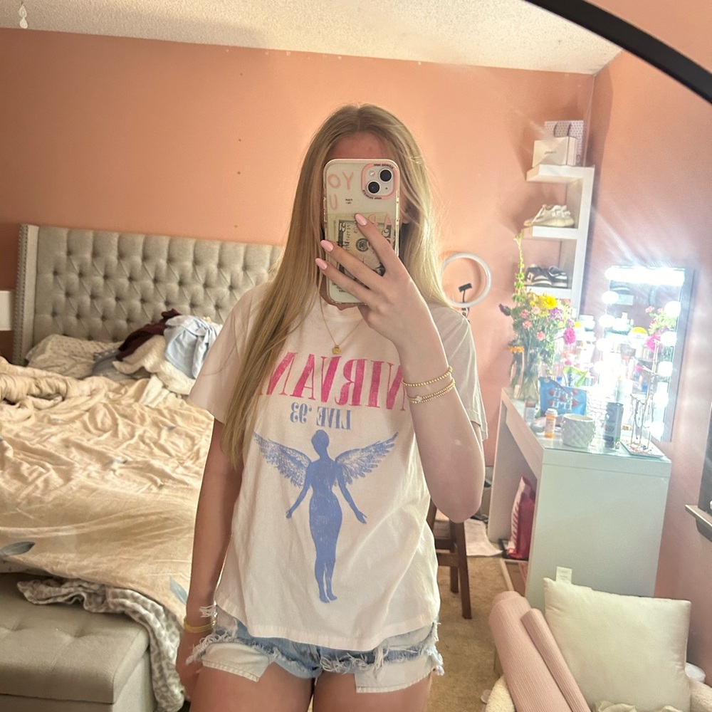 Target White and Pink Graphic Tee